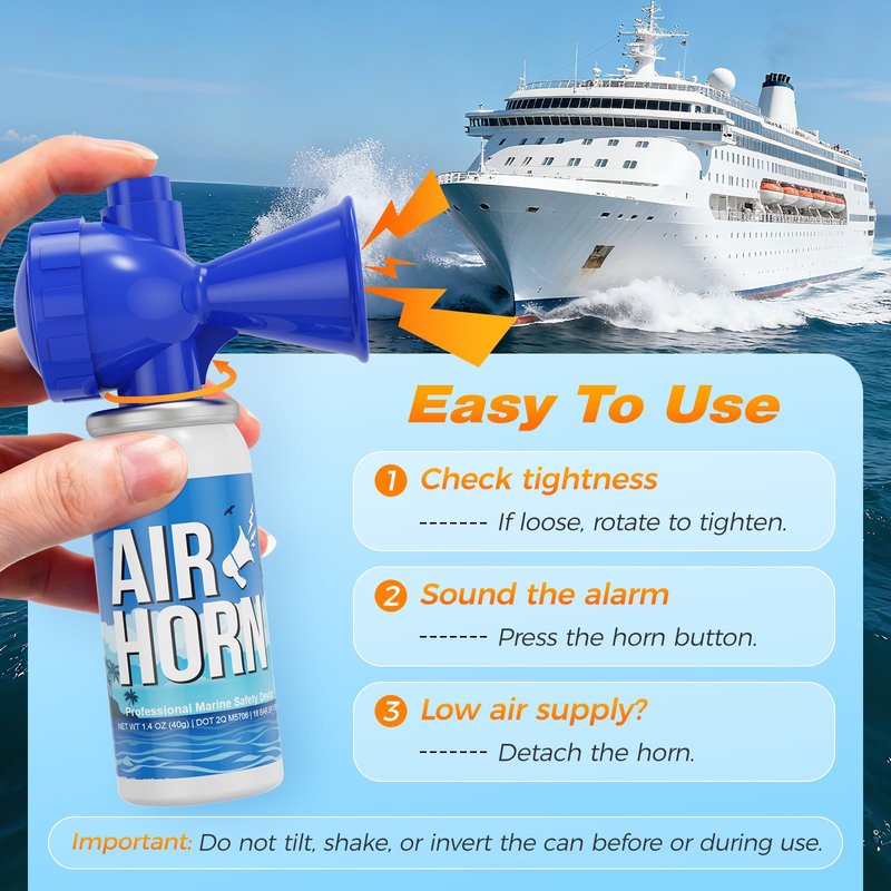 Nicehill 2 Pack Air Horn, 122dB Loud Safety Air Horns for Boating Emergency & Sporting Events, Handheld Marine Horn with Easy Button Operation for Warning Signals & Alerts, 1.4oz, Blue