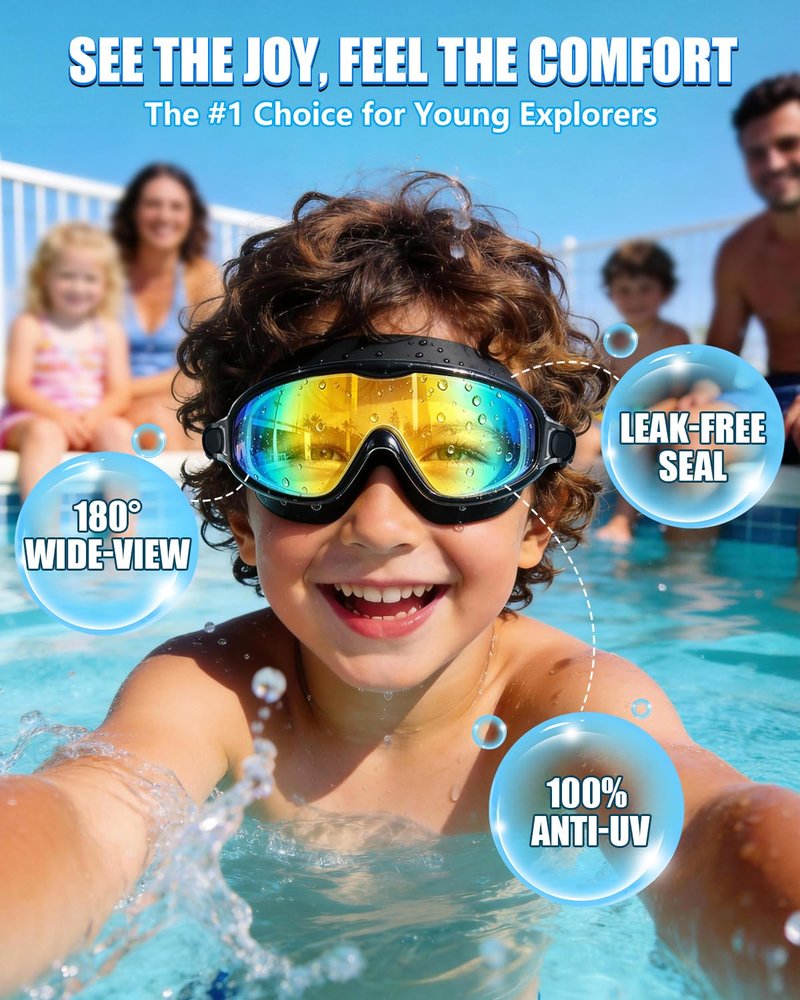 Aegend Swim Goggles for Kids Youth 3-14 – 2 Pack Wide Frame Anti-Fog Anti-UV Clear Vision Swimming Goggles for Beginners, Swimmers – Ideal for Pool, Beach, Swim Lessons, Summer Vacation