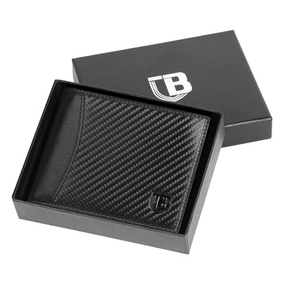 BIAL Mens Wallet,RFID Blocking Leather Bifold Wallet for Men,Slim Design with ID Window, Zip Coin Pocket, 9 Card Slots, Lightweight Card Wallet with Gift Box