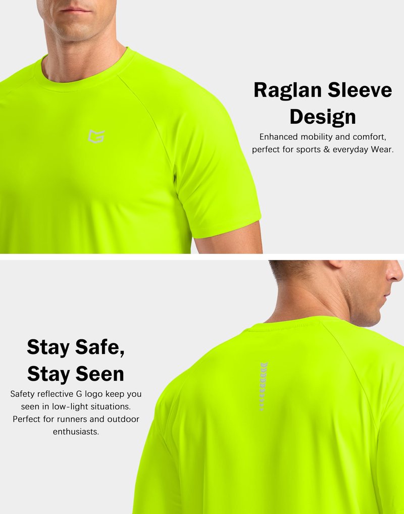 G Gradual Men's Athletic Workout T-Shirts Moisture Wicking Cooling Running Shirts Short Sleeve Performance Tee for Gym Tennis(Fluorescent Green,XXL)