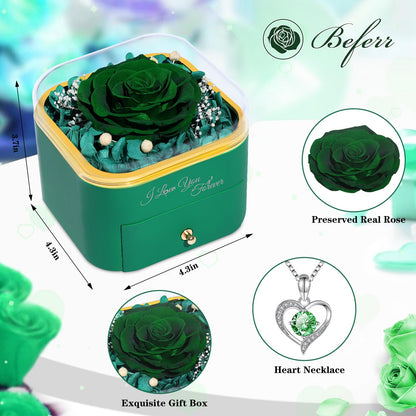 Beferr Valentines Day Gifts for Her Preserved Real Rose with Necklace Eternal Roses Forever Flowers for Delivery Prime Mothers Anniversary Birthday Gifts for Women Mom Grandma Wife Daughter Girlfriend