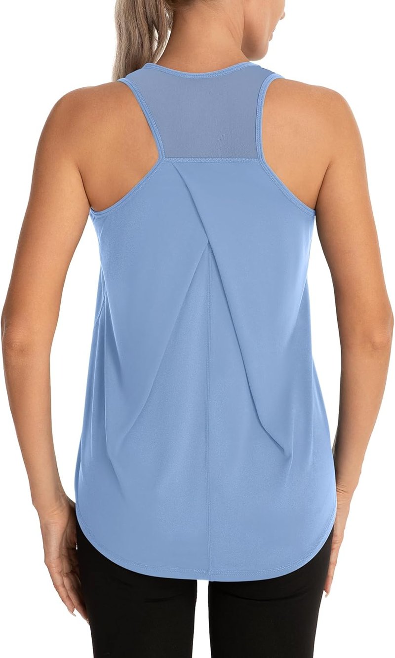 Womens Workout Tops - Racerback Mesh Yoga Tank Shirts | Sleeveless Athletic Gym Wear