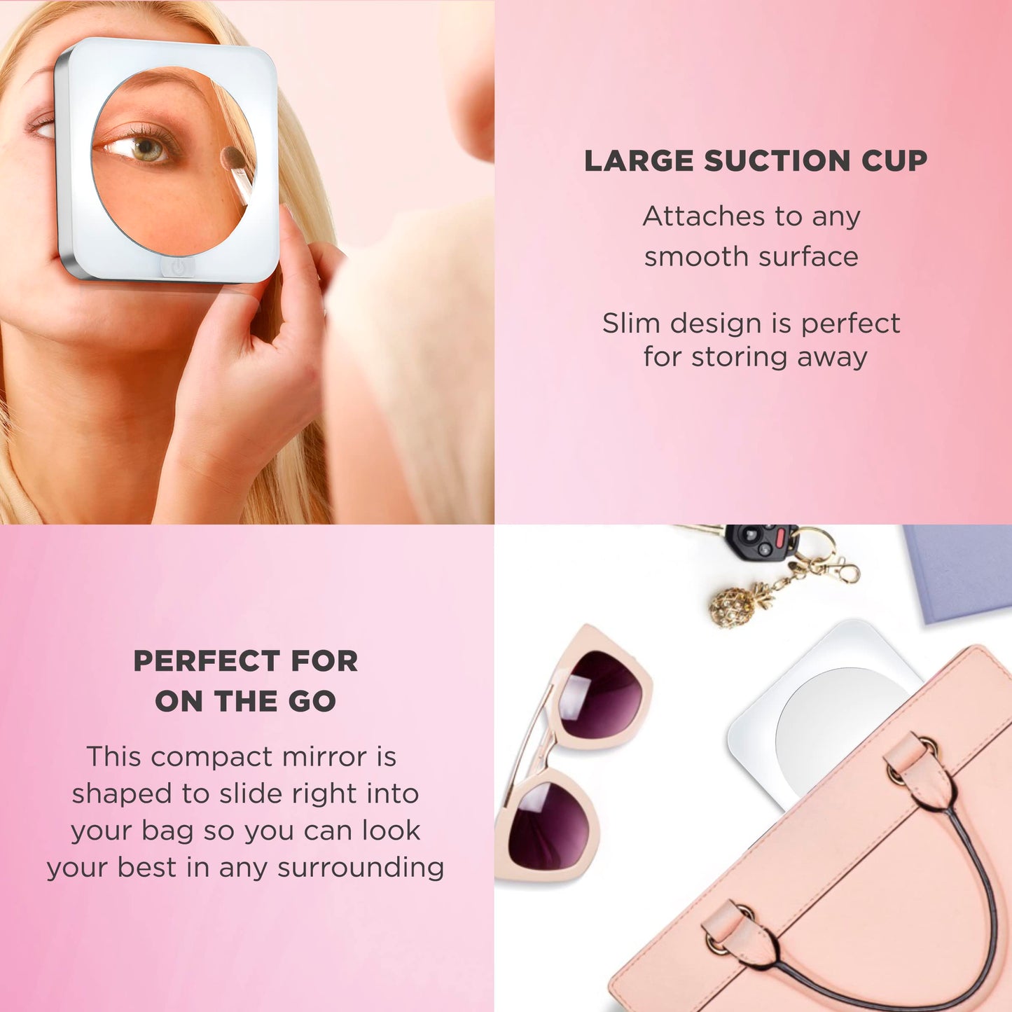Conair Lighted Makeup Mirror, LED Vanity Mirror, 12X Magnifying Mirror, Compact Travel Mirror with Suction Cup, Battery Operated in White