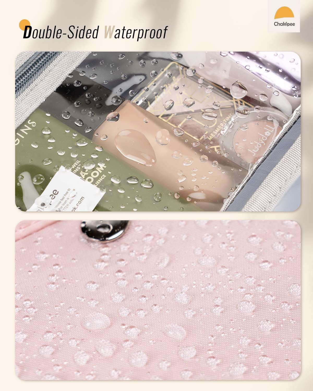 Chakipee Travel Hanging Toiletry Bag for Women - Waterproof Cosmetic Organizer with Clear Window, Lightweight Bathroom Bags for Essentials, Makeup, Shampoo, Toiletries (Pink, Medium)