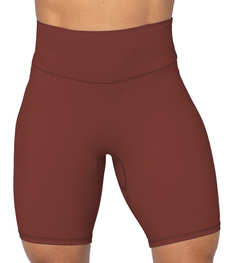 Sunzel 8" High Waist Biker Shorts for Women No Front Seam Soft Yoga Workout Gym Bike Shorts Tummy Control Squat Proof Wine Red