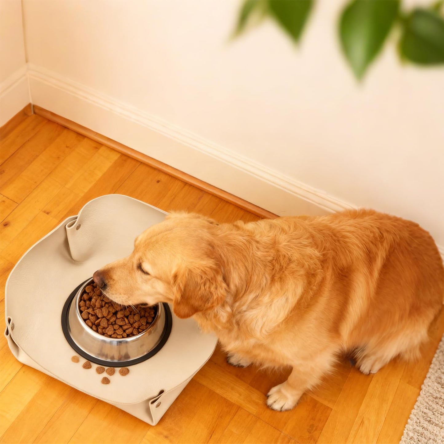 Waterproof Pet Feeding Mat with High Raised Edges to Prevent Spills, Protective Placemat for Dog Cat Food & Water Bowls - Effective Working Size: 9"x9"