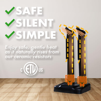 JobSite Boot Dryer - Silent Shoe Dryer & Warmer for Work Boots, Gloves & Shoes - Fanless Convection Dry - Helps Reduce Odor