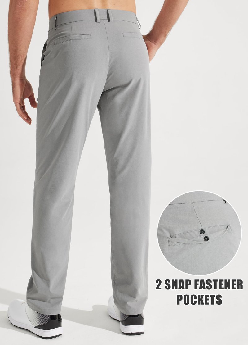 Libin Mens Golf Pants Stretch Work Dress Pants 30" Quick Dry Lightweight Business Casual Pant for Men Comfy Water Resistant, Light Grey, 38W x 30L