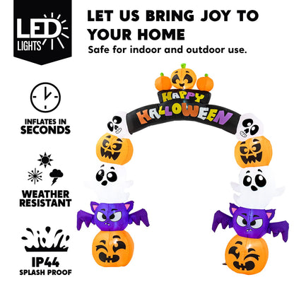 Joiedomi 8 FT Cute Halloween Inflatables Pumpkin Archway Outdoor Decoration, Archway Halloween Blow Up for Yard with Build-in LED Lights, Inflatable Arch Yard Outside Pumpkin Decor for Party, Garden