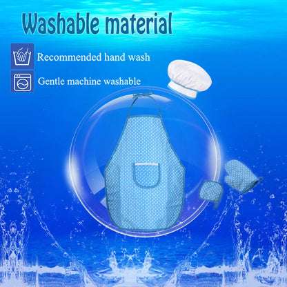 HmiL-U Chef Set for Kids - 13 Pcs Kid Cooking and Baking Set Includes Kids Apron, Chef Hat, Utensils, Cooking Mitt, Gift for 3 Year Old Girls and up(Blue)