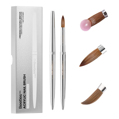 Beetles Nail Art Brushes 8pcs – Crystal Nail Art Tools 5pcs Double-headed Nails Dotting Tool, 3pcs Striping Liner Brushes for Nails with Pearls Bowknot Stickers, DIY Home Salon Manicure Design Tools
