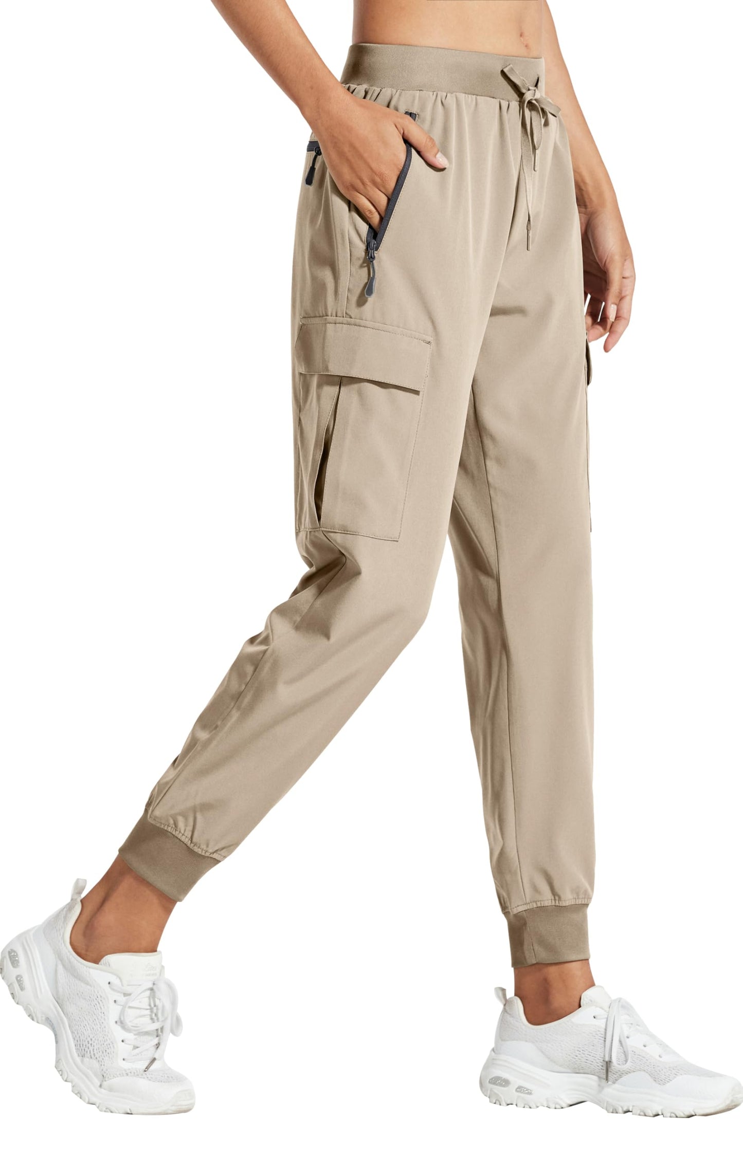 Libin Women's Cargo Joggers Lightweight Quick Dry Hiking Pants Athletic Lounge Casual Travel Tall, Medium Khaki XS
