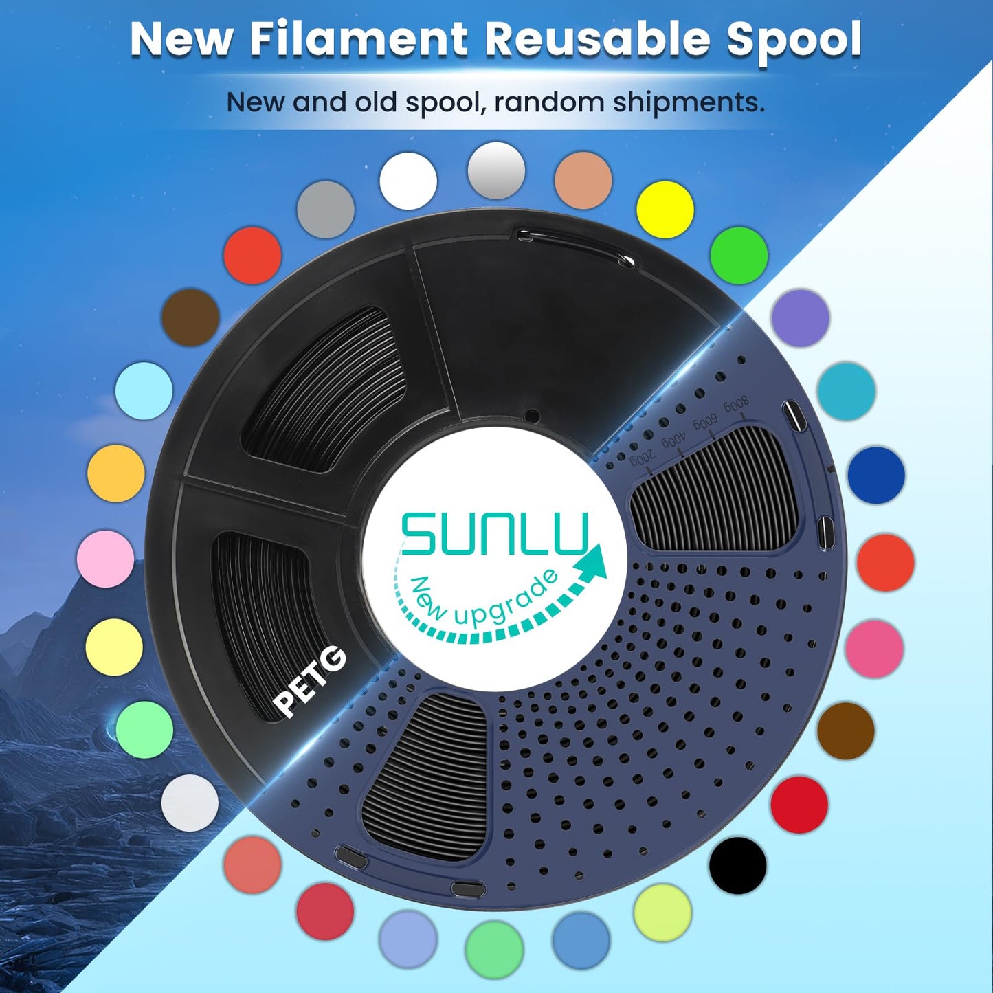 SUNLU PETG Filament 1.75mm 4KG Bundle, Strong PETG 3D Printer Filament, Fit for Most FDM 3D Printers, Individually Vacuum Packed, 4 Packs of 1KG Spools, Black