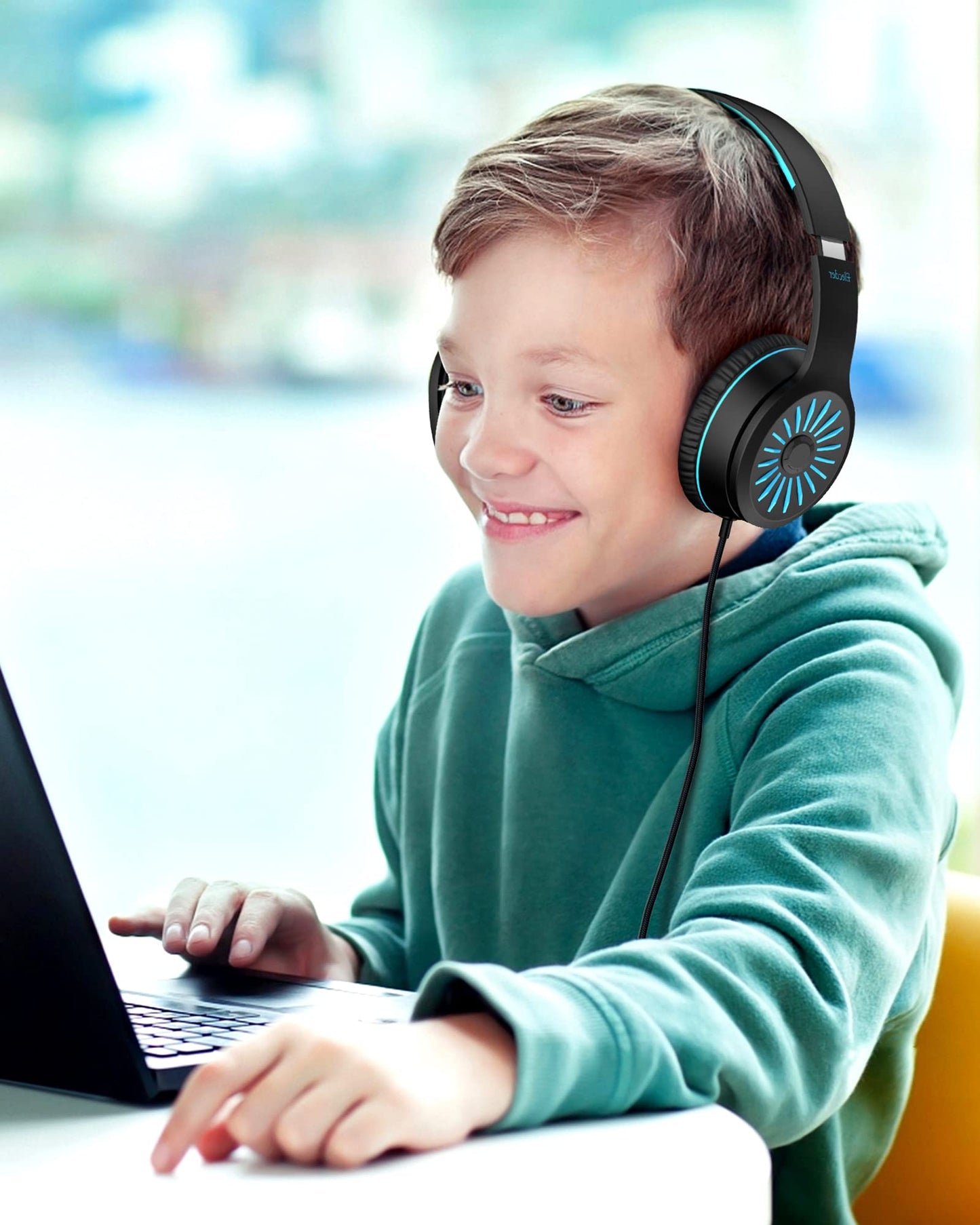 ELECDER i45 On-Ear Headphones with Microphone, Foldable Stereo Bass, 1.5M No-Tangle Cord, 3.5MM Jack, Portable Wired Headphones for School, Kids, Teens, Smartphones, Tablet, Travel - Black