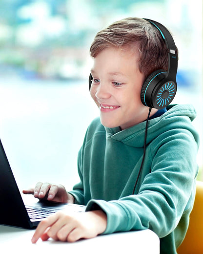 ELECDER i45 On-Ear Headphones with Microphone, Foldable Stereo Bass, 1.5M No-Tangle Cord, 3.5MM Jack, Portable Wired Headphones for School, Kids, Teens, Smartphones, Tablet, Travel - Black