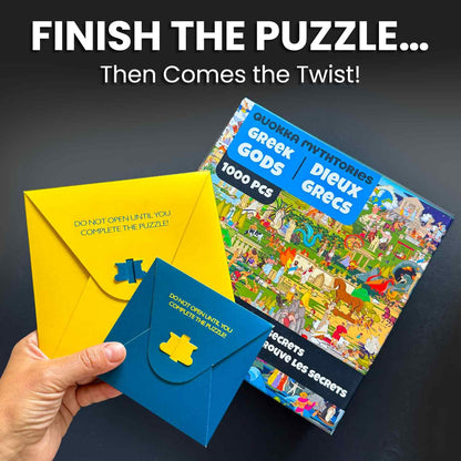 QUOKKA 1000 Piece Puzzle for Adults Greek Gods - Adult Puzzles with Secret Tasks & Immersive Audio Story of Ancient Myths and Legends for Deep Relaxation for Challenge Puzzle Lovers