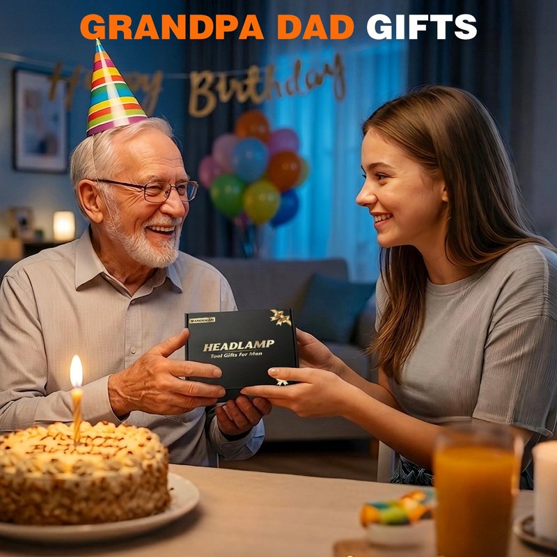 Wanocean Grandpa Dad Gifts for Father’s Day from Daughter, LED Headlamp Rechargeable 2 Pack - Super Bright Headlight Flashlight for Camping, Hunting, Hiking, Running