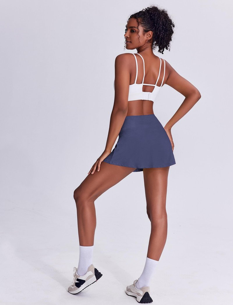 PINSPARK Skorts Skirts for Women Tennis Skorts with Shorts High Waist Athletic Skirt Pickleball Outfits,Navy Blue X-Small