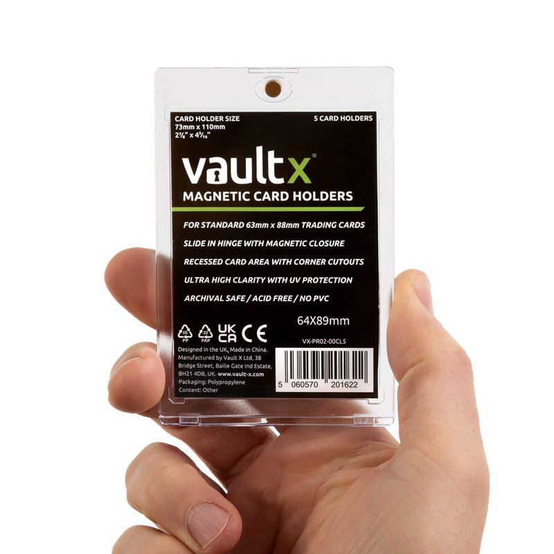 Vault X Magnetic Card Holder 35pt (5 Pack), Clear One Touch Hard Cases, UV Protection, for Trading Cards