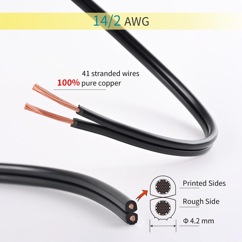 Lucky TL 14/2 Low Voltage Landscape Wire 200 Feet, 14 Gauge 2 Conductor, Outdoor Waterproof, Direct Buried Landscape Lighting Wire, Pure Copper Making (200FT)