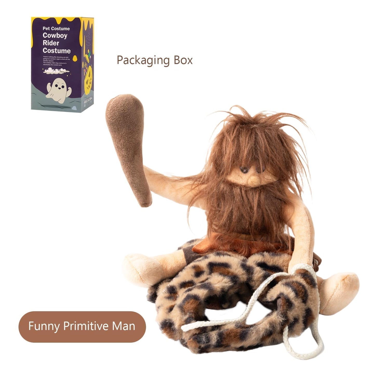 DELIFUR Dog Halloween Costume Funny Dog Cowboy Riding Costume Pet Costume Cat Suit Cowboy Rider Style for Small Medium Large Dogs (Primitive Man, X-Large)