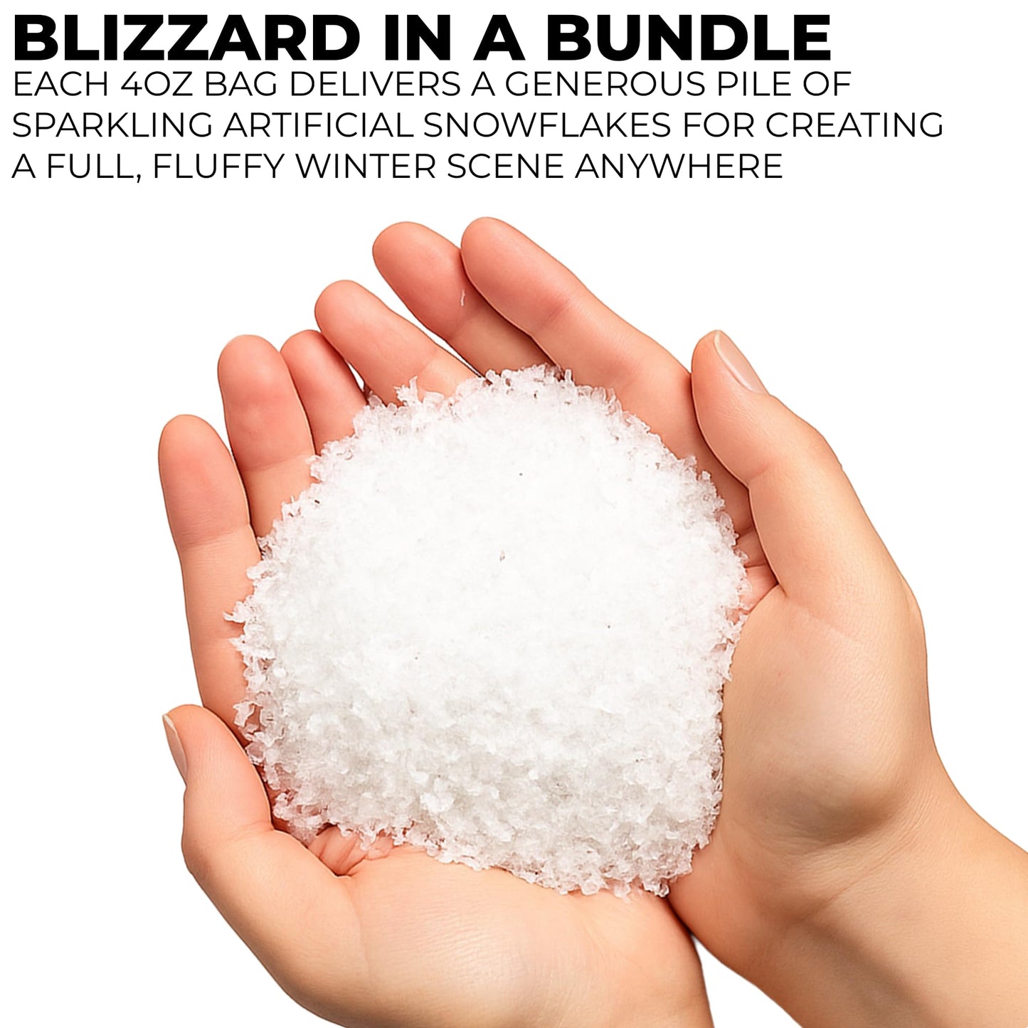 Black Duck Brand Set of 2 Artificial Snow 4 Oz Bags! - Festive Faux Snow for Crafts, Christmas, and Decor! - Great for Setting up Winter Displays and Adding to Decorations!