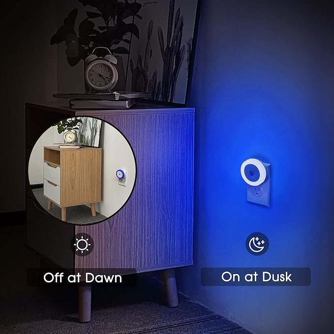 Briignite 2 Pack Blue Night Light, LED Night Light for Kids & Adults, Plug In, 60LM, 0.6W