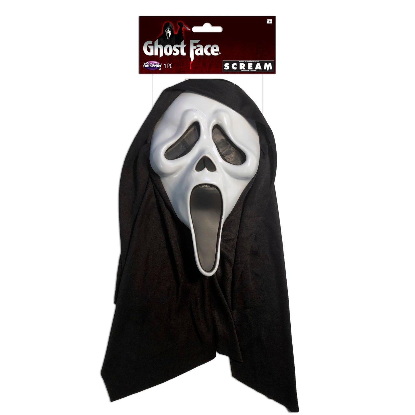 Scream 4 Ghost Face Mask With Shroud - Adult Accessory, Black Halloween Halloween
