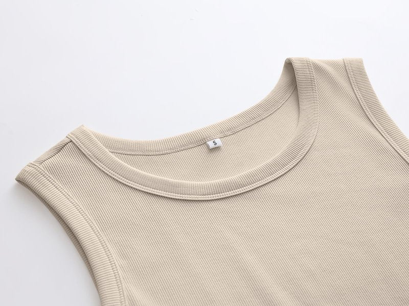 ANRABESS Womens Sleeveless High Neck Tank Tops Fashion Summer Casual Basic Slim Fit Ribbed Racerback Top Shirt Clothes Beige XX-Large