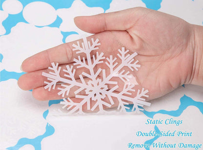 Q-BABY 200 PCS Christmas Decorations Window Clings Static Snowflakes Stickers for Christmas Window Decoration Ornaments