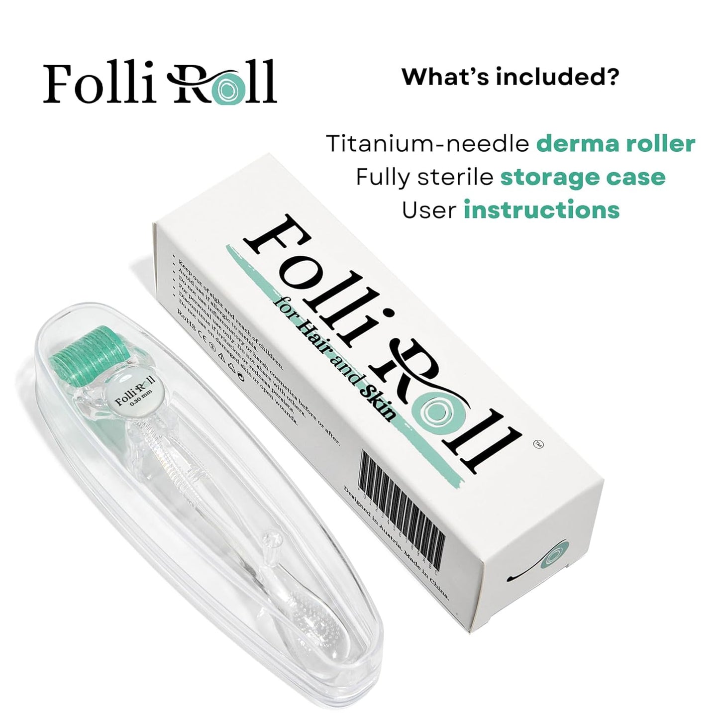 Derma Roller for HAIR and SKIN - for Face and Scalp Derma Stamp, 192 Titanium Individual Microneedles | FREE Storage Case | for Men and Women (0.30mm)