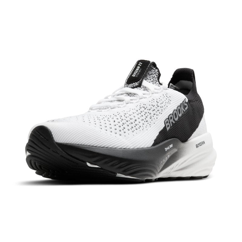Brooks Men’s Glycerin Stealthfit 22 Neutral Running Shoe - White/Grey/Black - 8 Medium