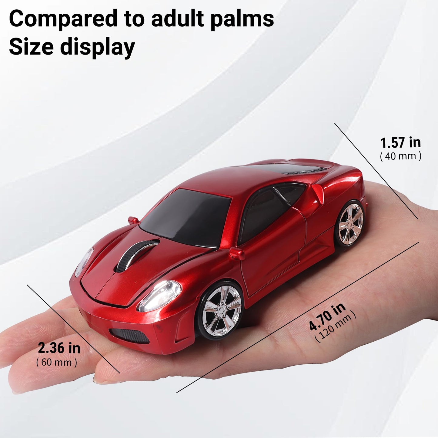 elec Space Wireless Mouse, 2.4GHz Cool Sport Car Shape Computer Mouse 1600 DPI Optical Cordless Mice with USB Receiver for PC Laptop Computer Notebook (Red)