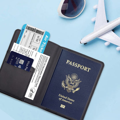 Deziliao Passport Holder,Passport Holder Card Slots, Passport and Vaccine Card Holder Combo, Cute Passport cover for Women and Men, with Waterproof Rfid Blocking, Passport Travel Wallet(Black)