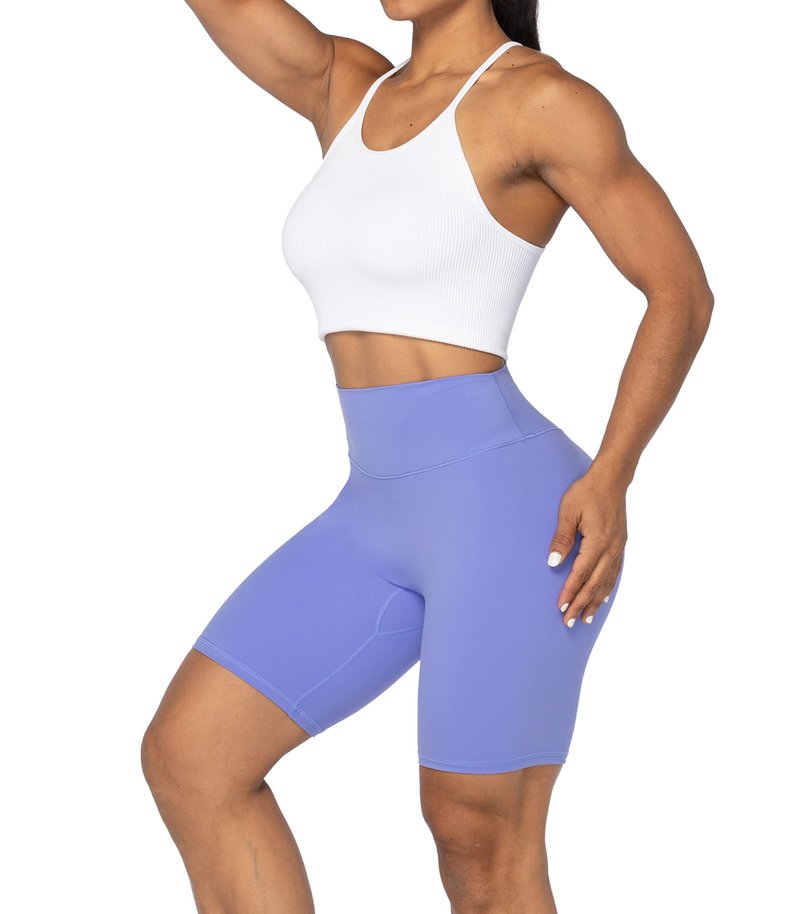 Sunzel No Front Seam High Waist Biker Shorts for Women, Squat Proof Yoga Workout Gym Bike Shorts 8" Periwinkle Medium