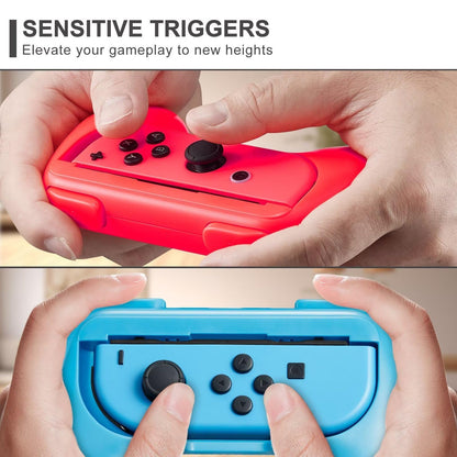 Gepicest Switch Accessories Grip Holder for Joycon Controller Compatible with Switch Handheld Remote, Kit Set Grips Holder for Dual Joycon Remote Controller Black Red Blue 4 Packs