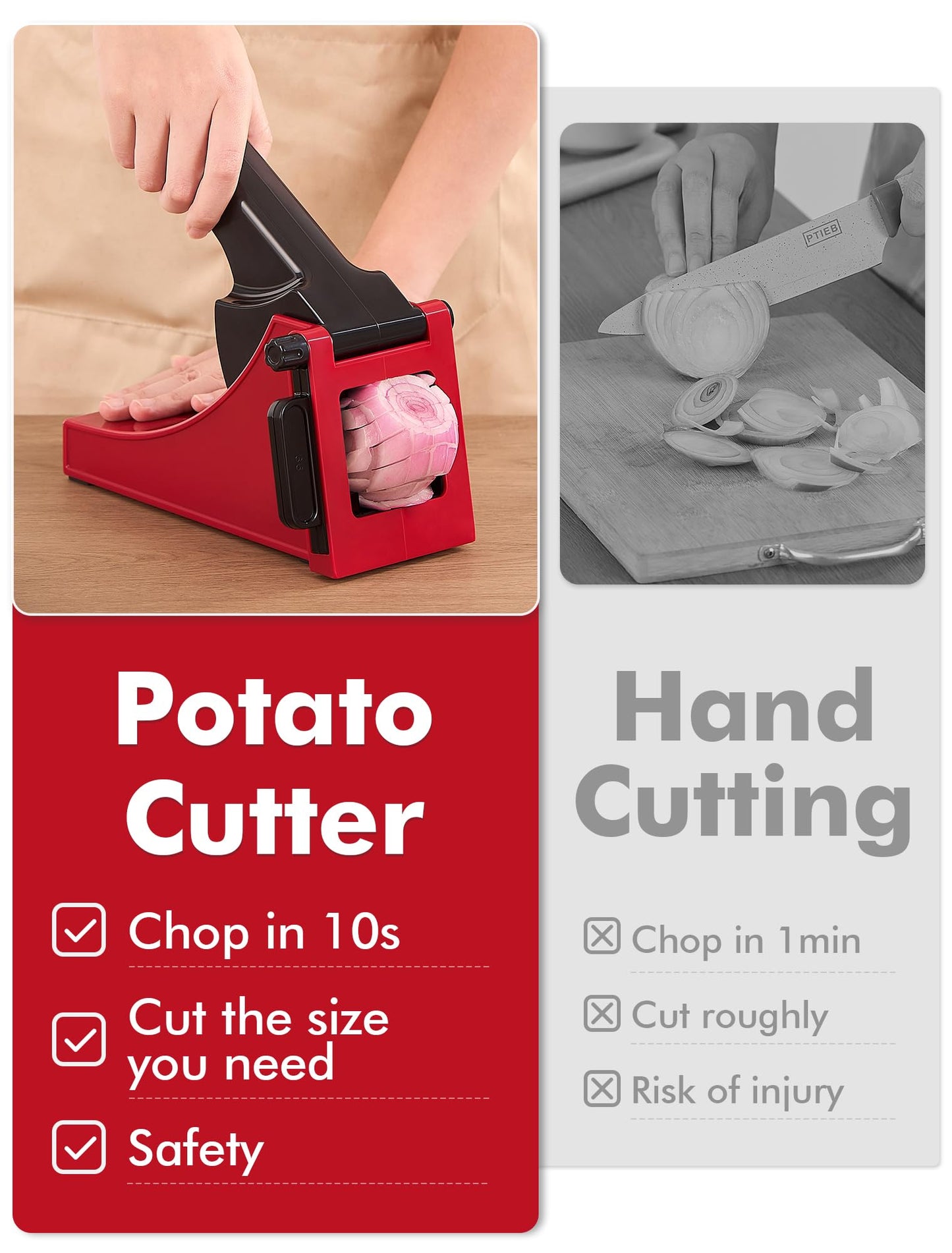 French Fry Cutter, Geedel Professional Potato Cutter for French Fries, Potato Slicer French Fry Maker for Carrot, Cucumber, Onion, Zucchini and more