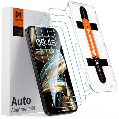 DIMONCOAT 4-PACK TOP 9H+ Glass for iPhone 15 Pro Privacy Screen Protector [Auto Alignment Kit] [10X Military Protection] UNBREAK Tempered Glass Film for iPhone 15 Pro 6.1 inch [Case Friendly]