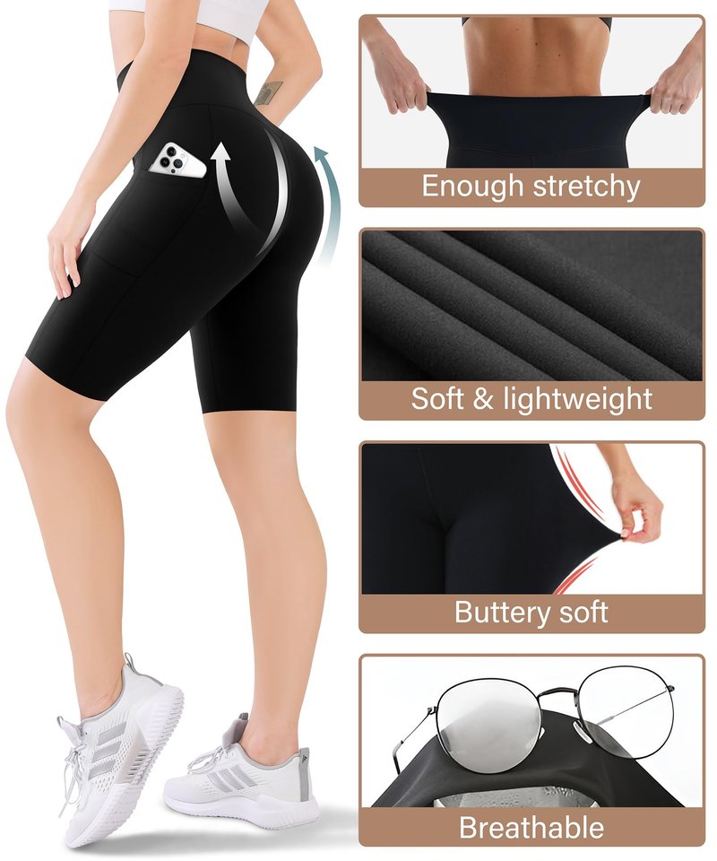 Blisset Women's High Waisted Capri Buttery Soft Tummy Control No See Through Workout Athletic Running Yoga Cycling