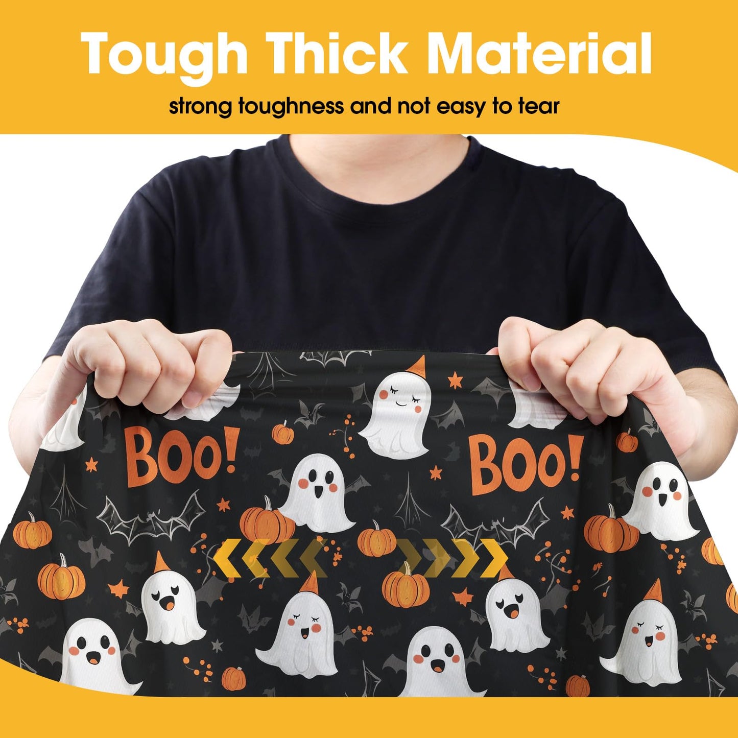 Niuara Halloween Black Plastic Table Cloth - 4 Pack 54" × 108" Rectangle Disposable Tablecloths for 6FT Tables, Waterproof Table Cover for Party, Holiday & Gathering Use