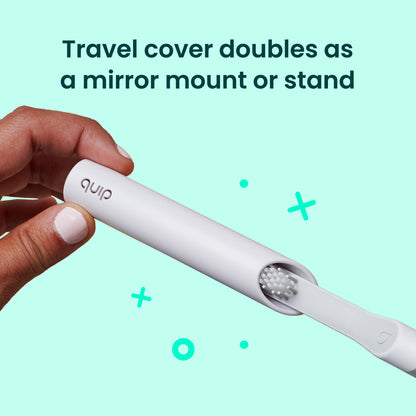 Quip Sonic Electric Toothbrush for Adults - Time Travel & Soft Bristles with Travel Case & Replacement Brush Head - 3 Month Battery Life, Plastic Handle - Magenta