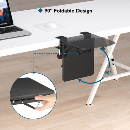 BONTEC Ergonomic Desk Extender Tray, 9.5"x9.1" Table Mount Arm Wrist Rest Shelf, 90° Foldable Elbow Support, Clamp on Computer Arm Rest for Desk, Office & Home Use, Durable & Easy to Install