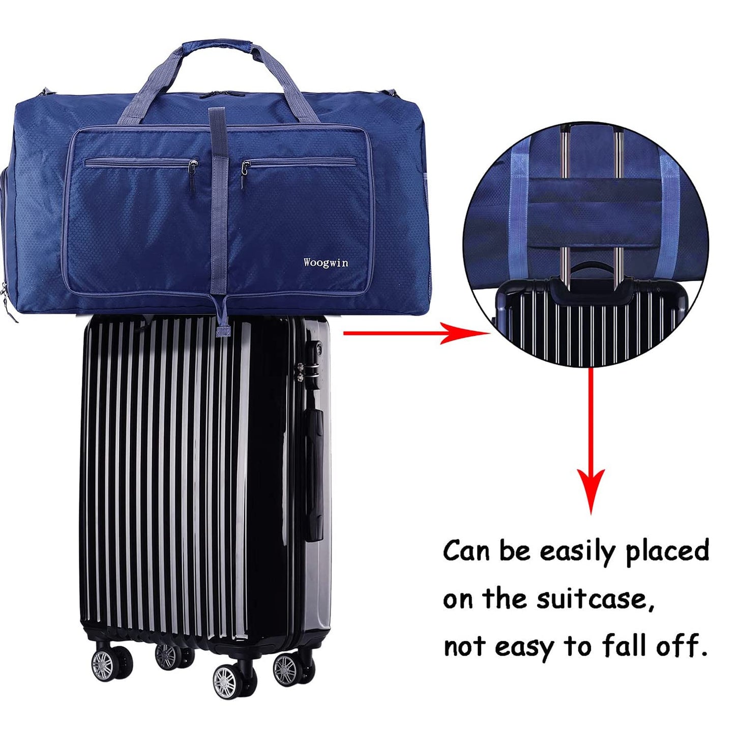 ehsbuy 60L Foldable Travel Duffle Bags for Men Women Large Holdall Waterproof Overnight Weekend Bags for Gym Luggage