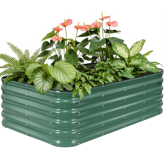 5×3×1.4FT Galvanized Raised Garden Bed Outdoor, Metal Raised Garden Bed Kit, Large Planter Raised Beds, 4 In1 Modular Raised Planter Box Outdoor,Raised Beds for Gardening for Vegetables Flowers Herbs