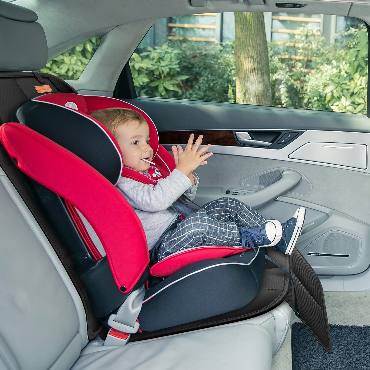 SMART ELF 2 pack Car Seat Protector - for kids, Child with Waterproof Fabric & Thickest Padded Cover & Featuring Best Size Coverage Available & Organiser Pockets - Fits Isofix