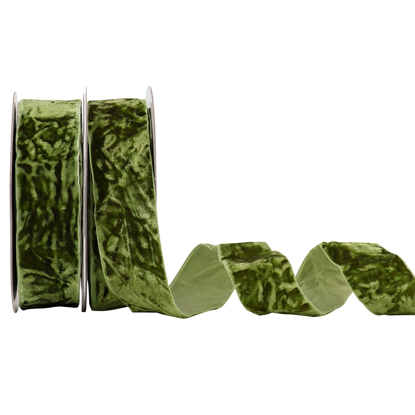 HUIHUANG Moss Green Velvet Ribbon 1 inch x 10 Yards Luxury Crushed Green Velvet Ribbon for Christmas Tree Ornaments, Gift Wrapping, Wreath Decoration, Holiday Decor, Bows, Flower Bouquets