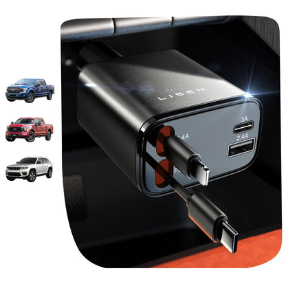 LISEN Retractable Car Charger, Lighting Deals of Today, Retractable Car Charger for iPhone 17 Pro Max Air 16 15 iPad Samsung, Valentines Day Gifts for Men Women, Ford F150 ASccessories