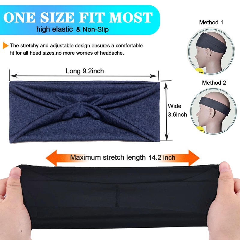 Headbands for Men Women 3 Pcs Sports Sweat Bands Headbands Men Skull Finger Workout Sweatbands for Mens Women Cooling Headband Running Head Band for Mens Elastic Hairband for Yoga Gym Athletic Gifts