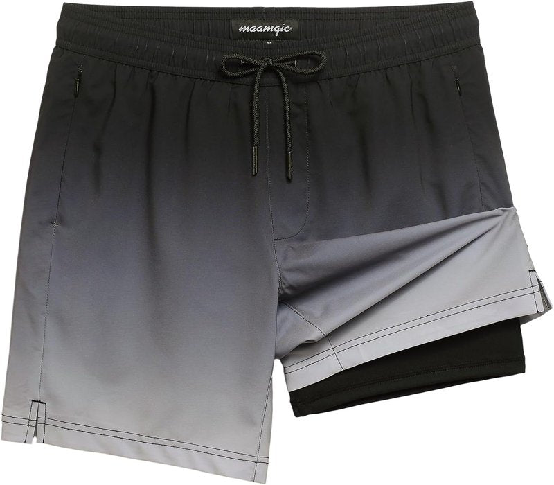 Men's 2-in-1 Swim Trunks - 7-Inch Board Shorts with Quick-Dry Fabric | Stylish Swim Suits