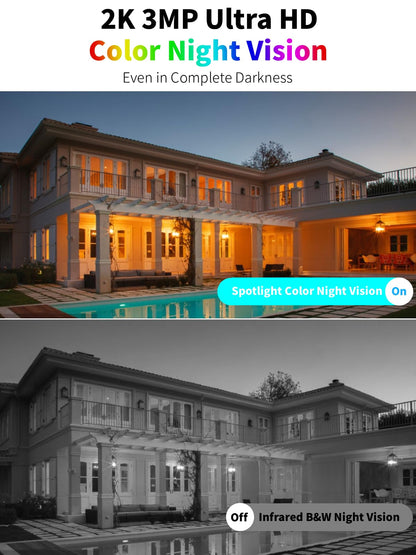 ieGeek Security Cameras Wireless Outdoor, 2K 3MP Battery Powered WiFi Security Camera with Spotlight & Siren Alarm, 2-Way Audio, Color Night Vision, AI Detection for Home Security, Works with Alexa